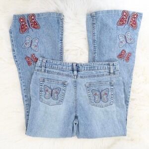 Route 66 Y2K Butterfly Embroidered Light Wash Flare Jeans – Fits XS